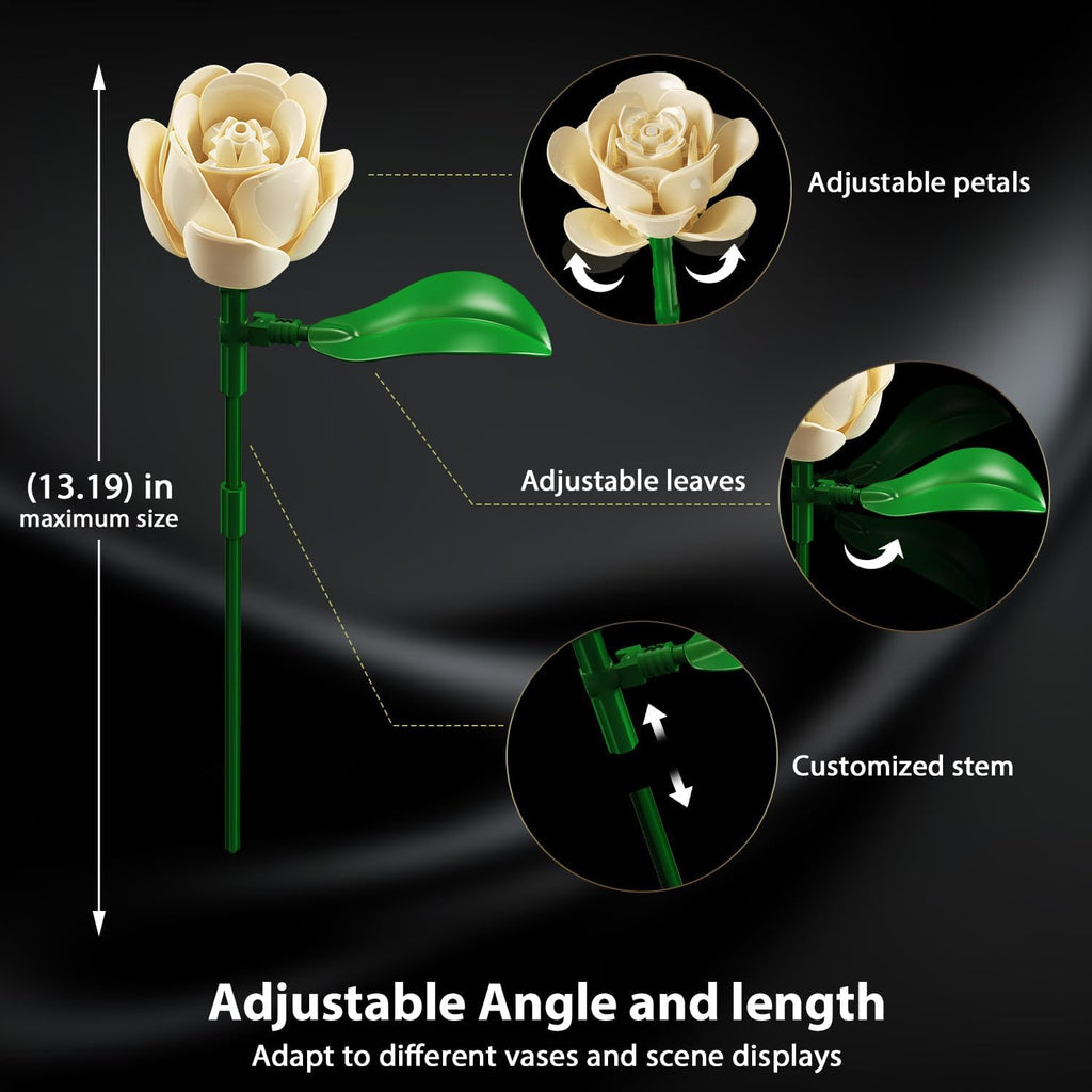 Kit de montage pour bouquet de roses blanches avec éclairage