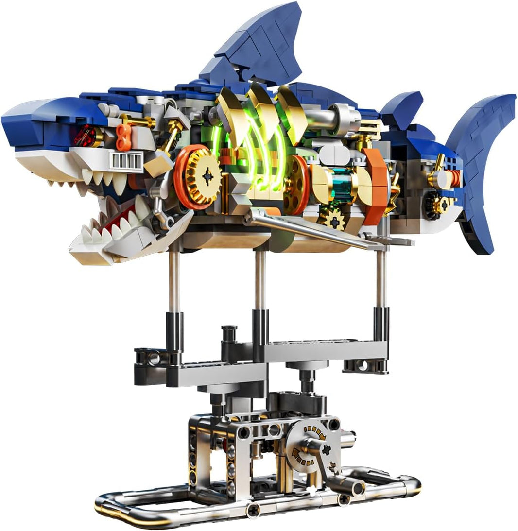 Kit de construction de requin mécanique avec éclairage LED
