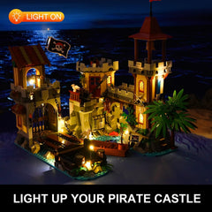 Ensemble de construction de château de pirates avec éclairage