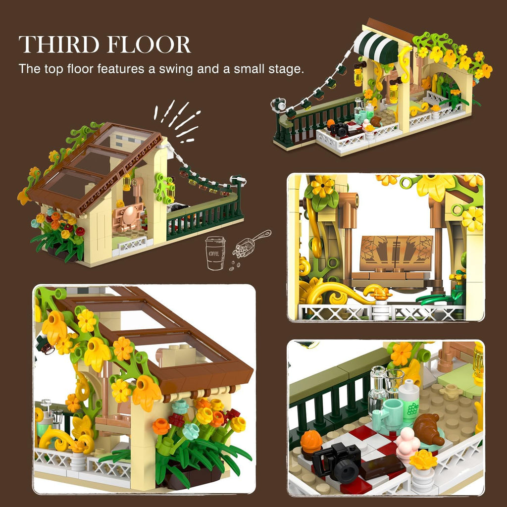Kit de construction de maison café de ville avec éclairage