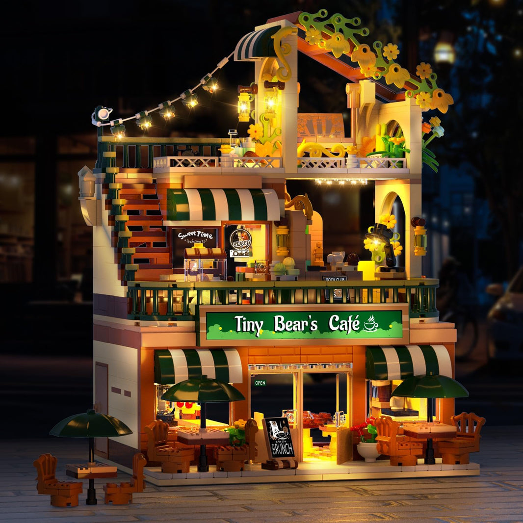 Kit de construction de maison café de ville avec éclairage