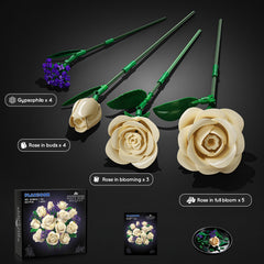 Kit de montage pour bouquet de roses blanches avec éclairage