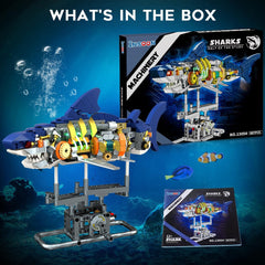 Kit de construction de requin mécanique avec éclairage LED