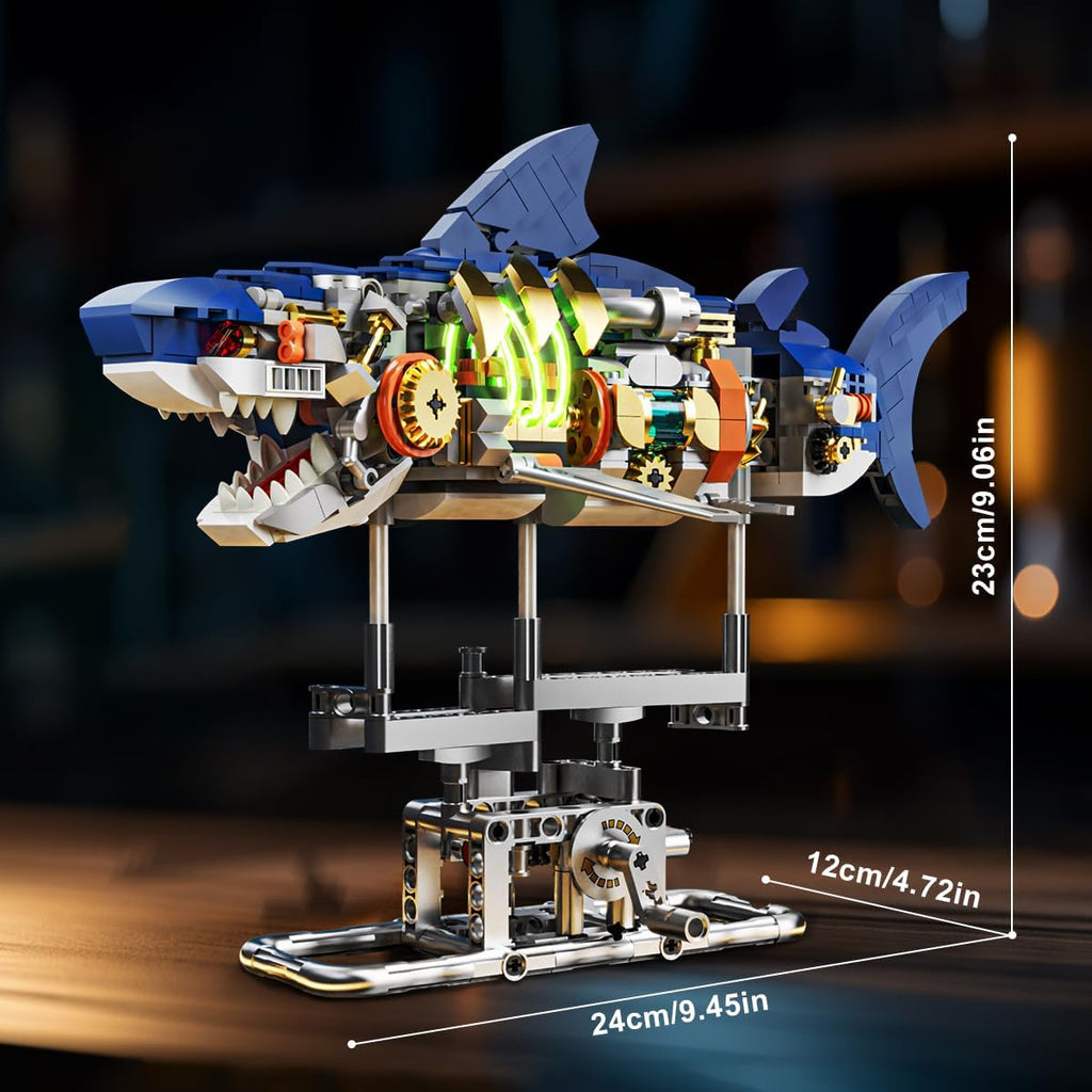 Kit de construction de requin mécanique avec éclairage LED