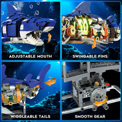 Kit de construction de requin mécanique avec éclairage LED