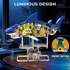 Kit de construction de requin mécanique avec éclairage LED