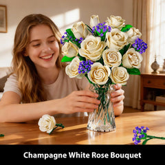 Kit de montage pour bouquet de roses blanches avec éclairage
