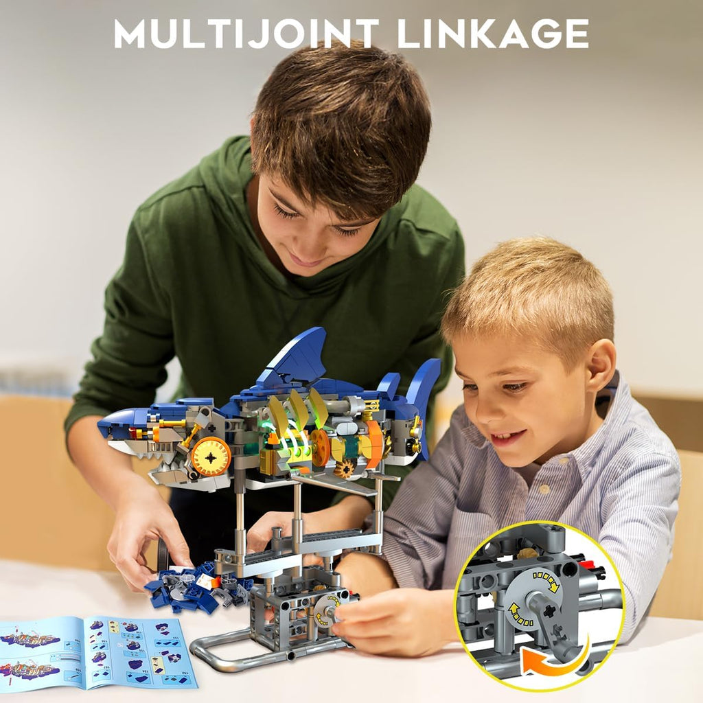 Kit de construction de requin mécanique avec éclairage LED