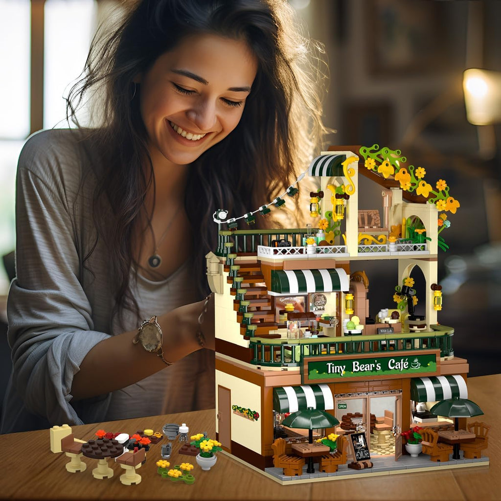 Kit de construction de maison café de ville avec éclairage