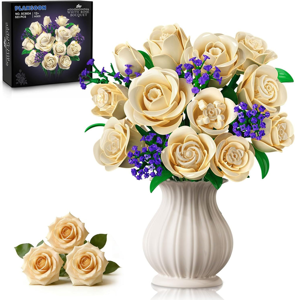 Kit de montage pour bouquet de roses blanches avec éclairage