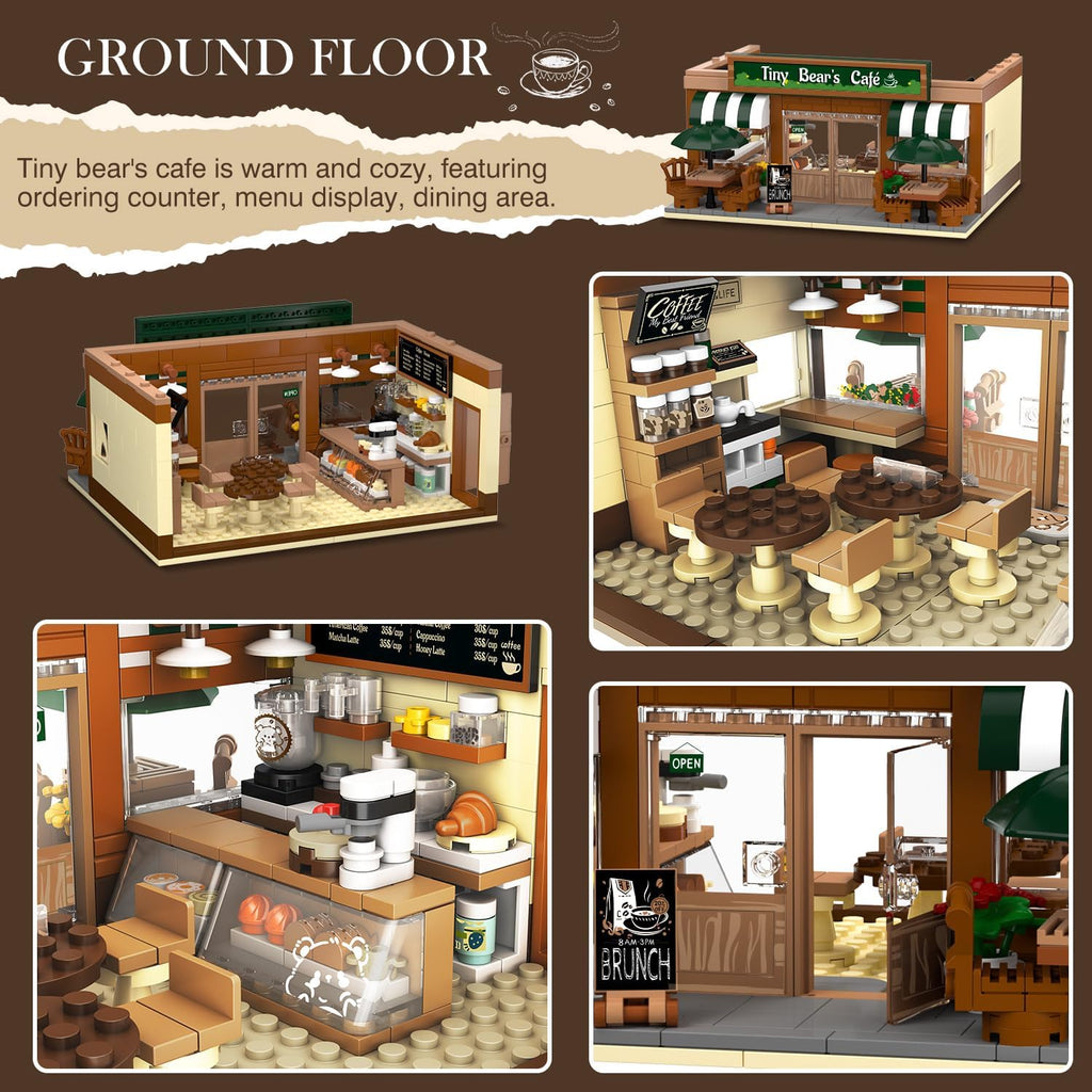 Kit de construction de maison café de ville avec éclairage