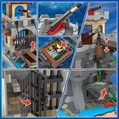 Ensemble de construction de château de pirates avec éclairage