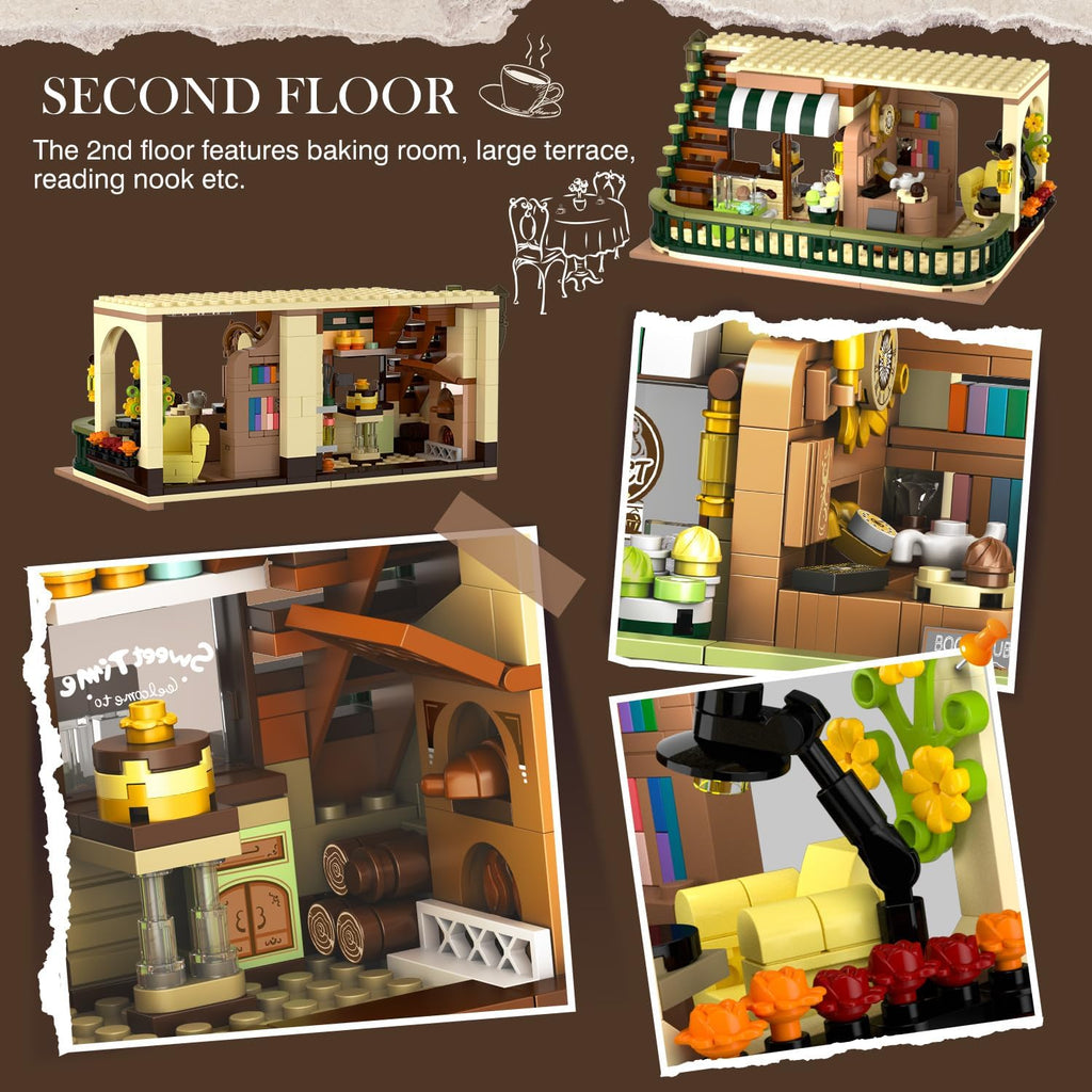 Kit de construction de maison café de ville avec éclairage