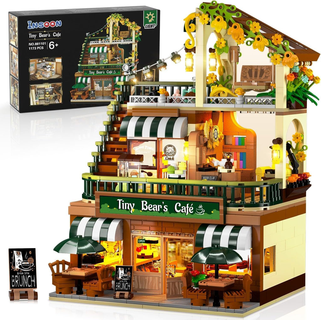 Kit de construction de maison café de ville avec éclairage
