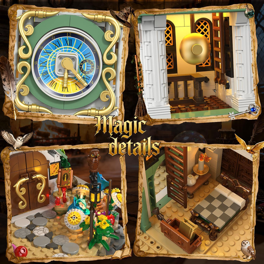 Kit de construction de tour de l'horloge magique avec éclairage