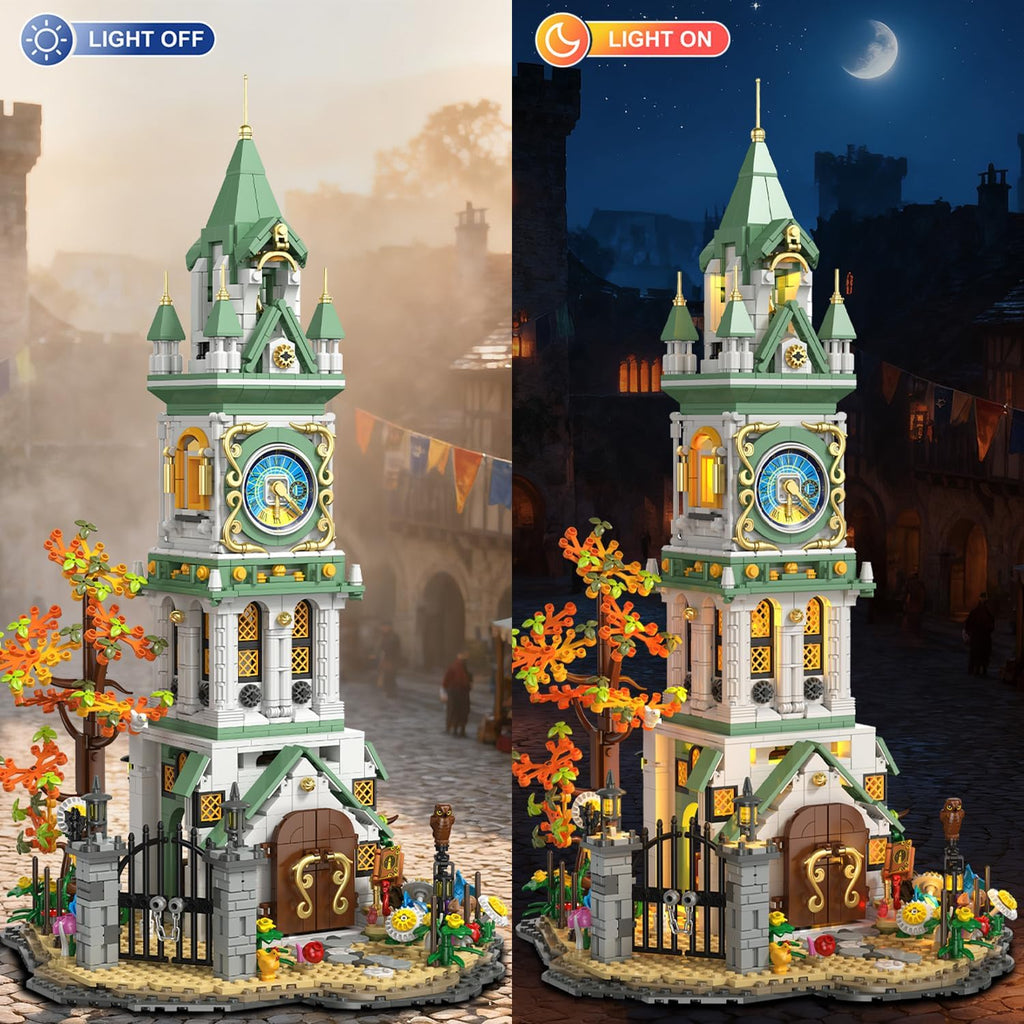 Kit de construction de tour de l'horloge magique avec éclairage