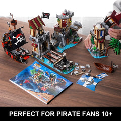 Ensemble de construction de château de pirates avec éclairage