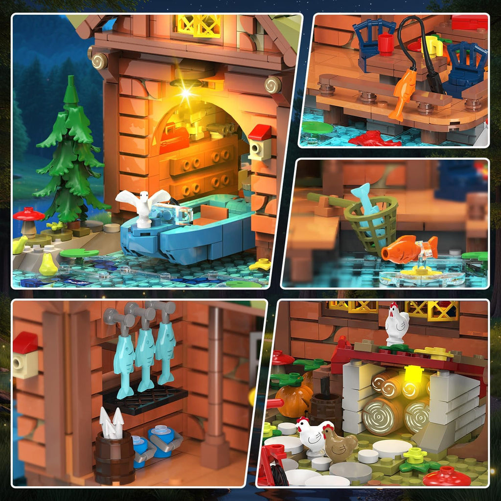 Mini kit de construction de cabane sur l'eau avec éclairage